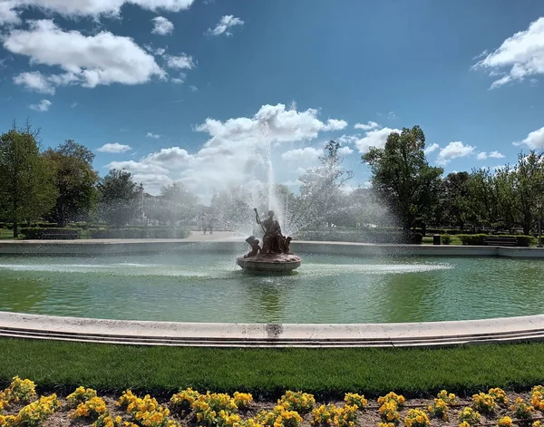 fountain of the gardens of the island in the town of Aranjuez, Madrid, Spain,