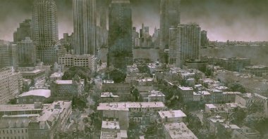 the future of New York City, smog and air pollution, dystopian photography of environmental degradation,