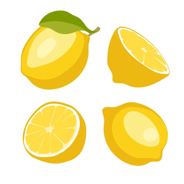 Conjunto Vectorial Limones Frutos Hechos Mano Colección Verano Diseño Frutas — Vector de stock