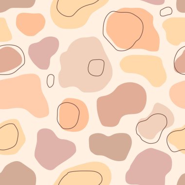 Soyut şekilli kusursuz bir desen. El çizimi vektör çizimi. Baskı, tekstil ve ambalaj için moda. Boho dekor.