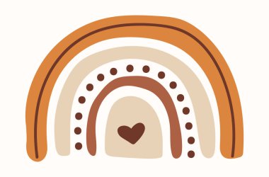 Soyut boho gökkuşağı. Pastel renklerde çağdaş illüstrasyon. Vektör düz çizim. Bohem sanatı. Çocuk odası dekoru.