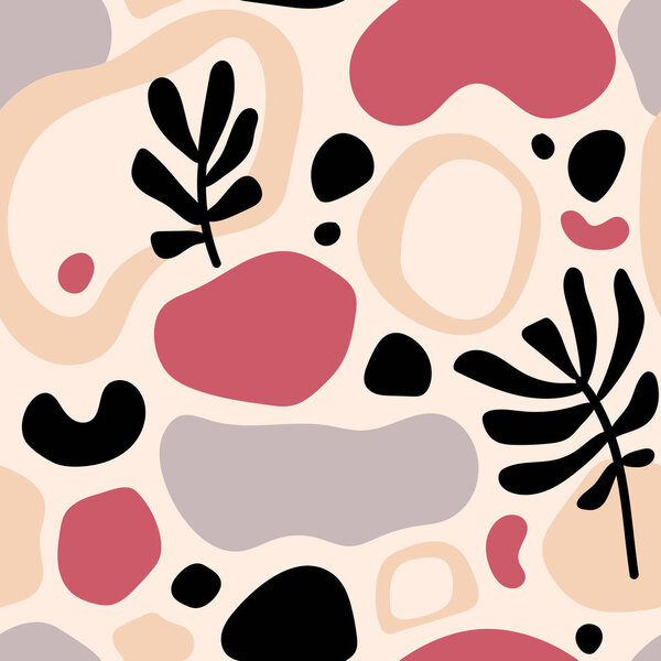 Бесшовный рисунок с абстрактными формами. Красочный фон. Ручной рисунок вектора. Текстура для печати, текстиля, ткани, упаковки.