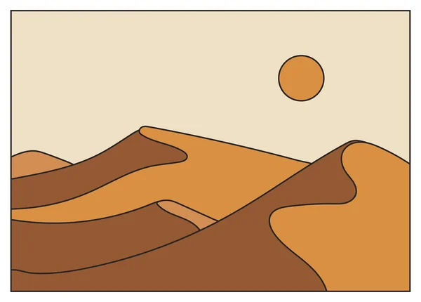 砂漠と抽象的なBoho風景 パステルカラーの現代的なベクトルイラスト 平面抽象的なデザイン ボヘミアンアート — ストックベクタ