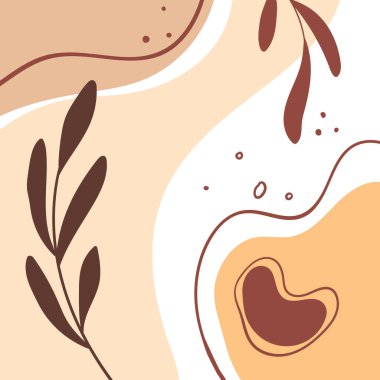 Soyut kompozisyon. Dijital pazarlama için sosyal medya afişi. Çağdaş arka plan. Şablon gönder. El çizimi vektör çizimi