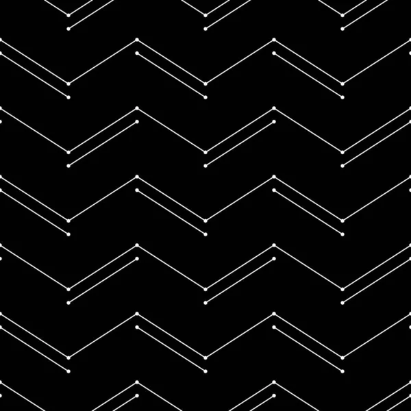Seamless Geometric Pattern White Lines Black Background Black White Illustration — ストックベクタ