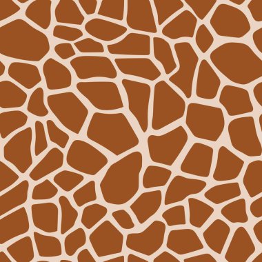 Kusursuz zürafa kahverengi desenli. Modaya uygun bir geçmişi var. Siyah ve beyaz vektör çizimi. Parmak izi, tekstil, kumaş, ambalaj için el yapımı hayvan dokusu