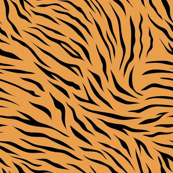 Seamless Tiger Pattern Fashionable Vector Illustration Black Stripes Orange Background — 스톡 벡터