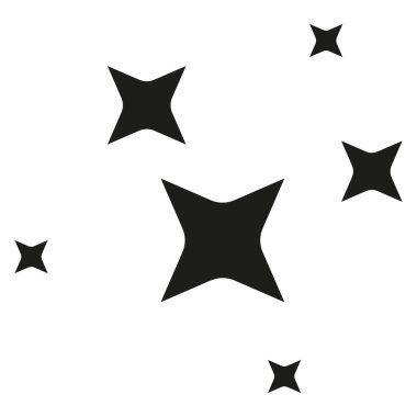 Parlak kıvılcımlar. Yıldızlı kompozisyon. Gece gökyüzü. Gecenin sembolleri. Vektör çizimi. Beyaz arka planda tek bir nesne var. Sihirli parıltı.