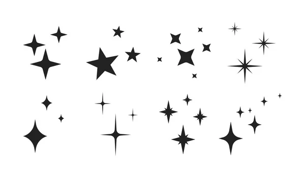 Ensemble Étincelles Brillantes Composition Avec Étoiles Ciel Nocturne Symboles Nuit — Image vectorielle
