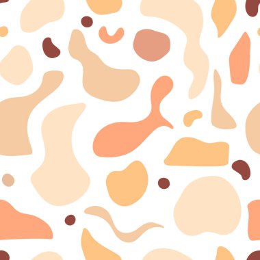 Toprak renklerinde soyut, pürüzsüz desen. El çizimi vektör arka plan. Yazdırma, tekstil, kumaş, ambalaj için moda.