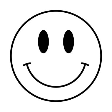 Mutlu sembol. Vektör çizimi. Beyaz arkaplanda izole edilmiş siyah nesne.