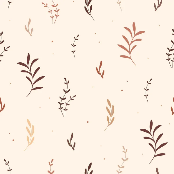 Seamless Pattern Leaves Nature Art Vector Background Boho Foliage Pastel — Διανυσματικό Αρχείο