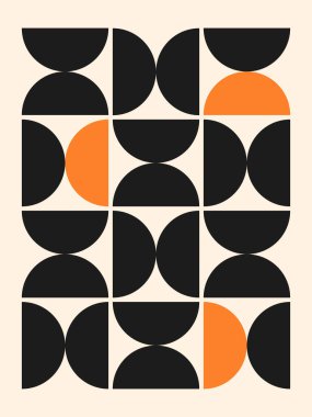 Soyut poster. Çağdaş geometrik bileşim. Boho duvar dekoru. Yüzyıl ortası sanat baskısı.