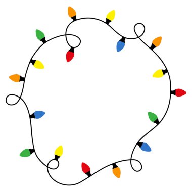 Christmas lights string. Vector illustration. Garlands with colored bulbs