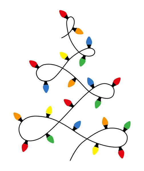 Christmas Lights String Vector Illustration Bright Colored Garland Party Lights — ストックベクタ