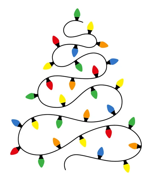 Christmas lights string. Vector illustration. Bright colored garland