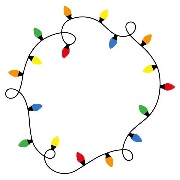 Christmas Lights String Vector Illustration Garlands Colored Bulbs — ストックベクタ