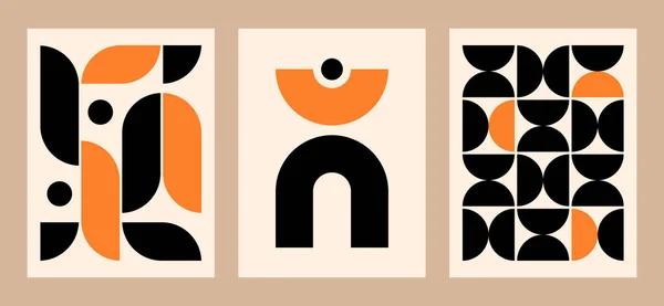 Vector set. Contemporary compositions with geometric shapes. Abstract posters.  Boho wall decor. Mid century art print.