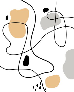 Abstract poster. Contemporary vector compositions with lines and spots. Minimalistic art print.