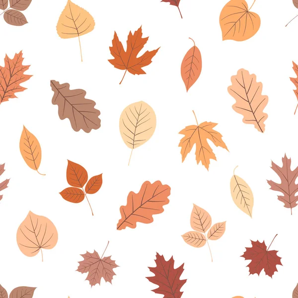 Płynny Wzór Jesiennymi Liśćmi Tekstura Druku Tekstyliów Tkanin Opakowań Ręcznie — Wektor stockowy