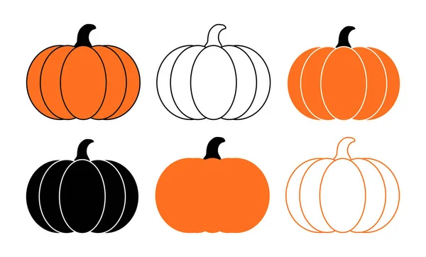 Vektor Kürbisset Vorhanden Handgezeichnete Illustrationen Für Herbstliche Dekoration Halloween Kollektion — Stockvektor