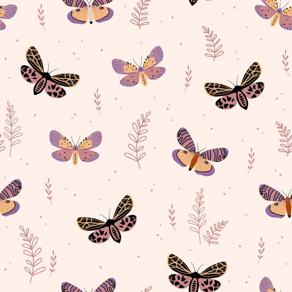 Patrón Sin Costuras Con Mariposas Fondo Vectorial Textura Para Impresión — Vector de stock