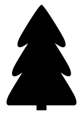 Noel ağacı silueti. Vektör çizimi. Beyaz arkaplanda izole edilmiş siyah nesne.