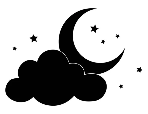 Mond Wolken Und Sternenvektorillustration Symbol Der Nacht Kinderzimmer Dekor — Stockvektor
