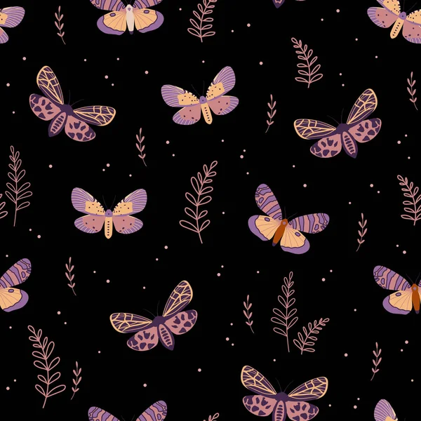 Kelebeklerle Kusursuz Desen Vektör Çizimi Baskı Için Doku Tekstil Kumaş — Stok Vektör