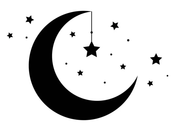 Illustration Des Mond Und Sternenvektors Symbol Der Nacht Kinderzimmer Dekor — Stockvektor