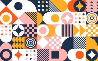 Abstract background. Bauhaus retro pattern. Geometric poster.