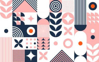 Abstract background. Bauhaus retro pattern. Geometric poster.