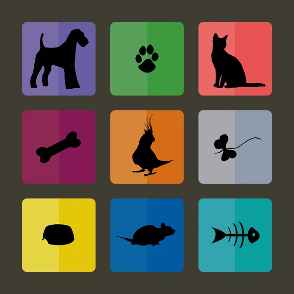 Icônes vétérinaires avec animaux domestiques . Illustrations De Stock Libres De Droits
