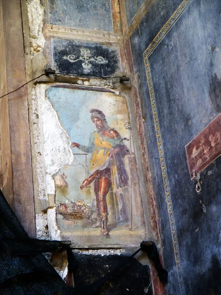 Fresko in den Ruinen der einst verschütteten Stadt Pompeji — Stockfoto