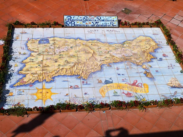Ceramic Island Map of the Magical Island of Capri Italy — Stock Photo, Image
