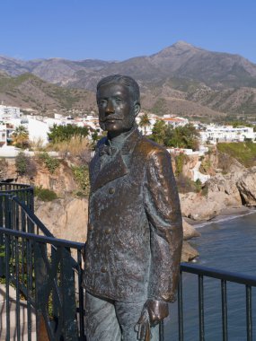 Statue of King Umberto on the Balcon de Europa at Nerja on the Costa del Sol Spain