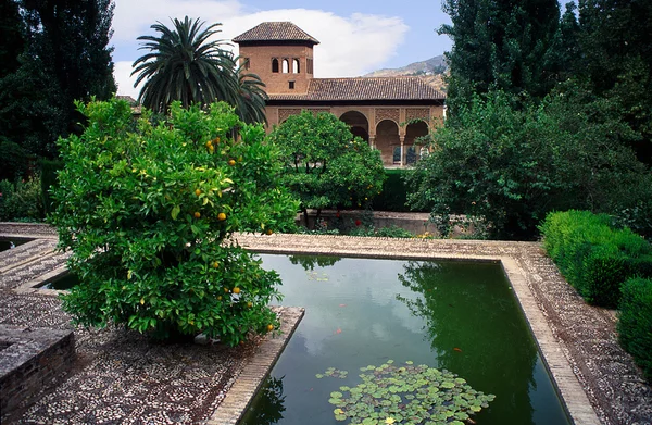Trädgårdarna i palatset alhambra i granada spain — Stockfoto