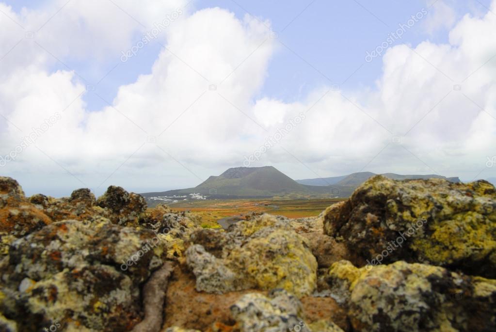 Timanfaya Fire Mountains National Park on island of Lanzarote in th Canary Islands