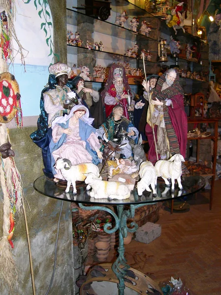 Berceau de Noël Figurine boutique à Sorrente Italie — Photo