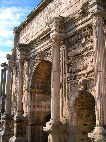 Arch Septimius Severus Forum White Marble Triumphal Arch Dedicated 203 — Stock Photo, Image