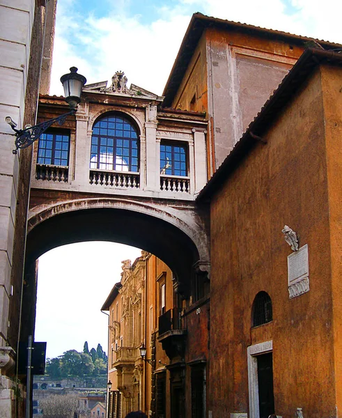 Sculptures Architecture Top Capitoline Hill Rome Italy Archway Beween Offices — Stock Photo, Image