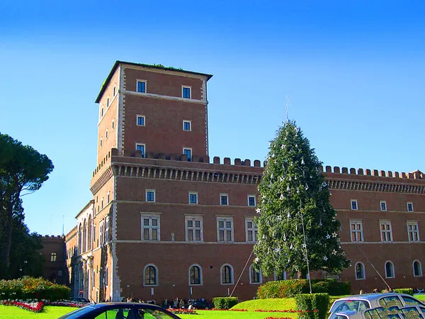 Piazza Venezia Ligger Vid Foten Capitoline Hill Palazzo Venezia Byggnaden — Stockfoto