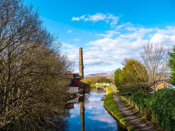 Canal Leeds Liverpool Traverse Ville Burnley Cela Apporté Coton Brut — Photo