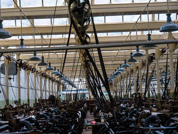 Ångmaskin Svänghjul Och Vävstolar Dessa Drev Cotton Mills Som Gjorde — Stockfoto