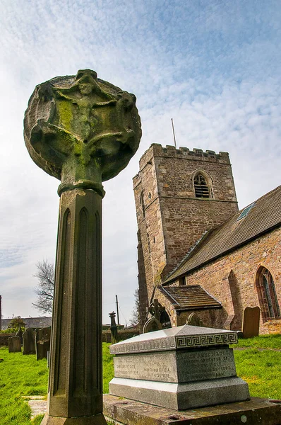 Église Cimetière All Hallows Dans Village Great Mitton Lancashire Les — Photo