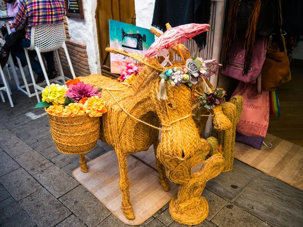 Burro Paja Nerja España Década 1960 Nadie Regresó España Sin — Foto de Stock