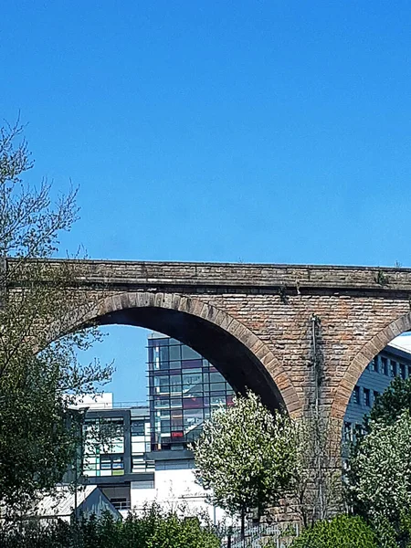 Burnley Typical Northern Town Remnants Industrial Revolution Old Railway Viaduct — ストック写真