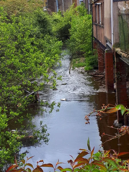 River Brun Runs Burnley Mere Stream Now Once Powered Cotton — Fotografia de Stock