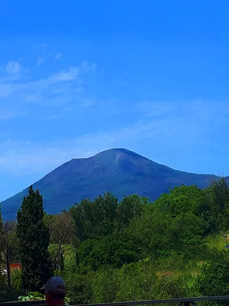 Mount Vesuvius Seen Ancient City Pompeii Italy — стокове фото