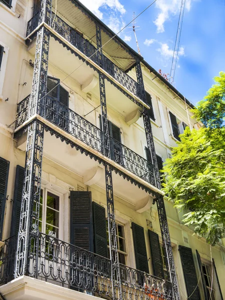 Architecture Rock Gibraltar Combines English Spanish Styles Balconies Spain Being — Stock Photo, Image